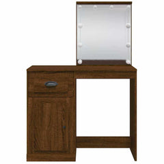 vidaXL Dressing Table with LED Lights Brown Oak 90x42x132.5 cm 5