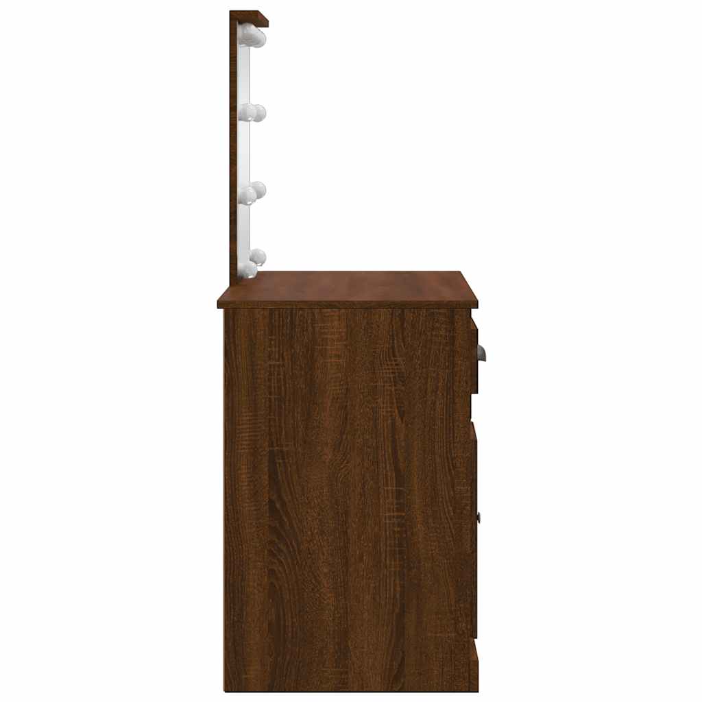 vidaXL Dressing Table with LED Lights Brown Oak 90x42x132.5 cm 6