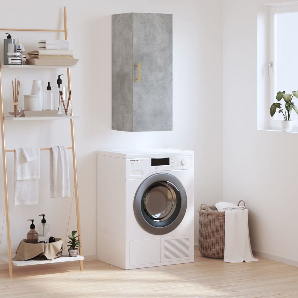 vidaXL Wall Mounted Cabinet Concrete Grey 34.5x34x90 cm 1