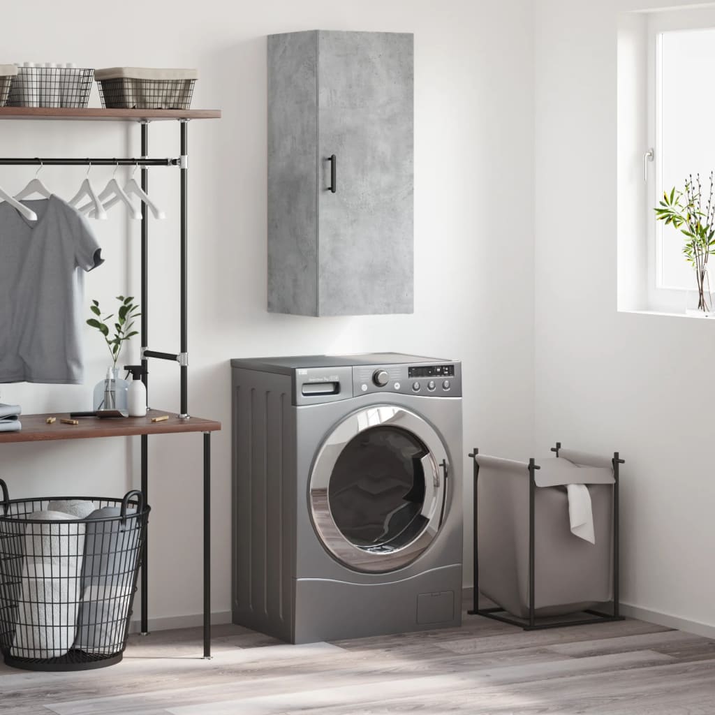 vidaXL Wall Mounted Cabinet Concrete Grey 34.5x34x90 cm 1