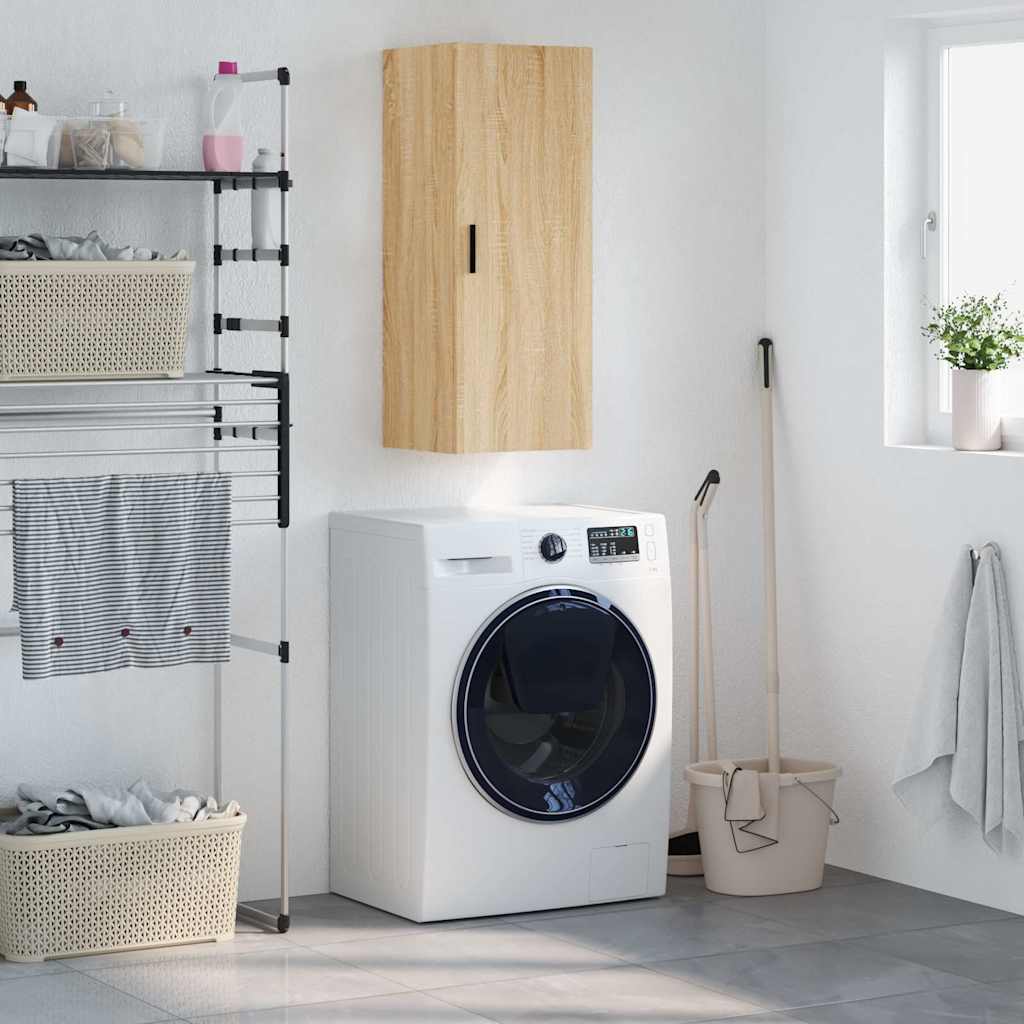 vidaXL Wall Mounted Cabinet Sonoma Oak 34.5x34x90 cm 1