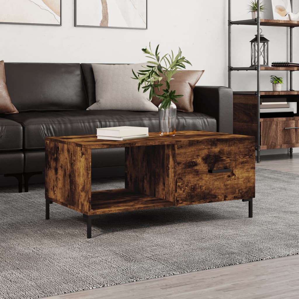 vidaXL Coffee Table Smoked Oak 90x50x40 cm Engineered Wood 1