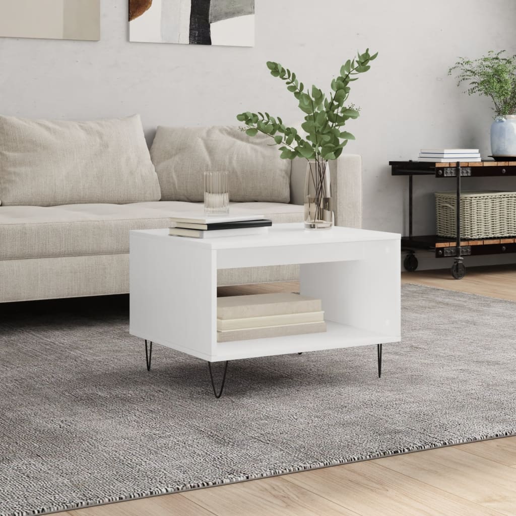 vidaXL Coffee Table White 60x50x40 cm Engineered Wood 1