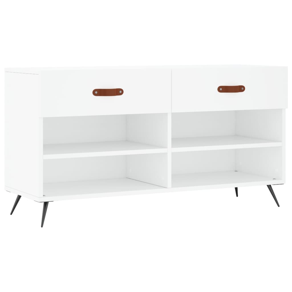 vidaXL Shoe Bench White 102x35x55 cm Engineered Wood 2