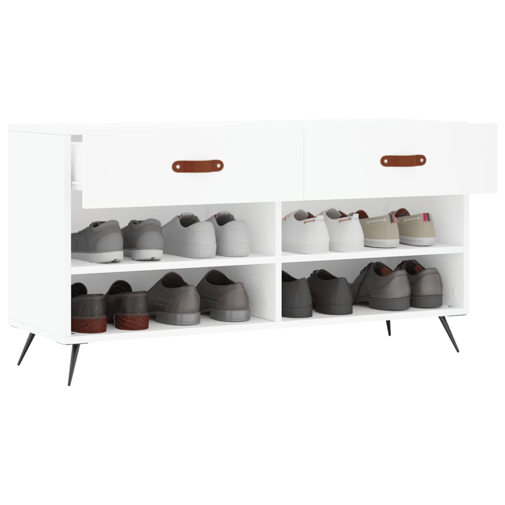 vidaXL Shoe Bench White 102x35x55 cm Engineered Wood 4