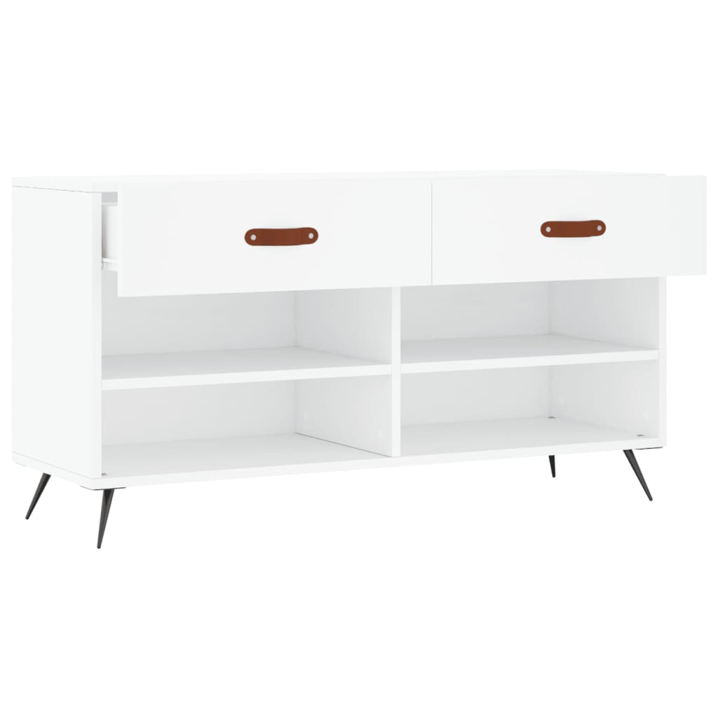 vidaXL Shoe Bench White 102x35x55 cm Engineered Wood 5