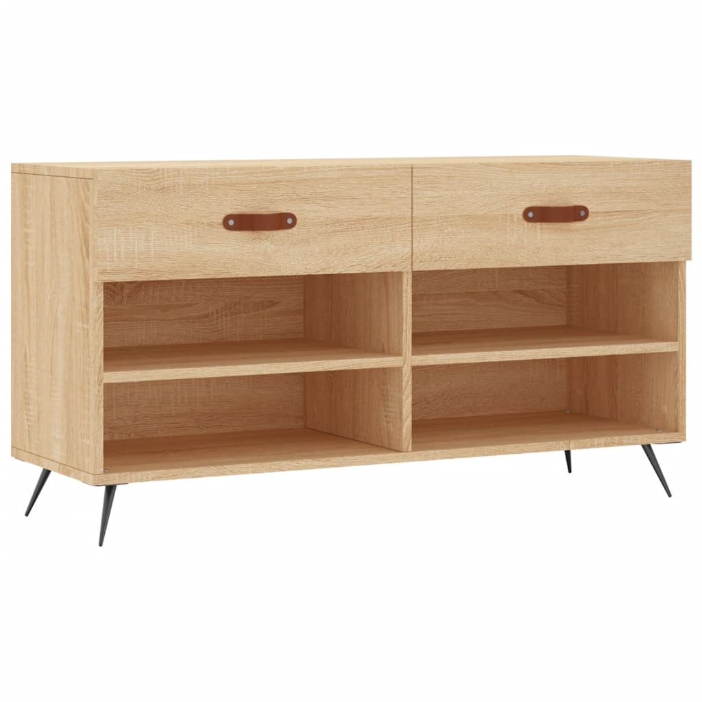 vidaXL Shoe Bench Sonoma Oak 102x35x55 cm Engineered Wood 2