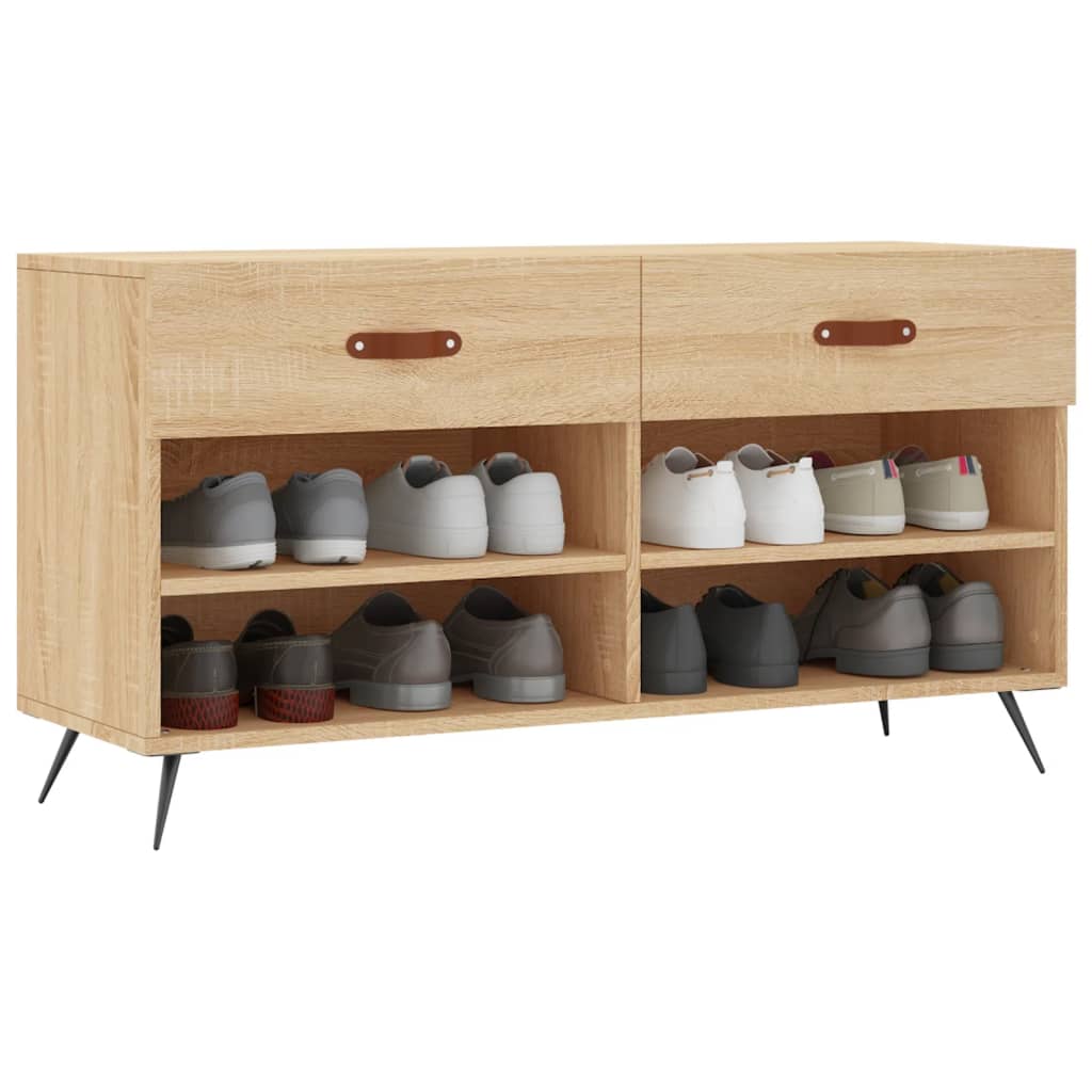 vidaXL Shoe Bench Sonoma Oak 102x35x55 cm Engineered Wood 3