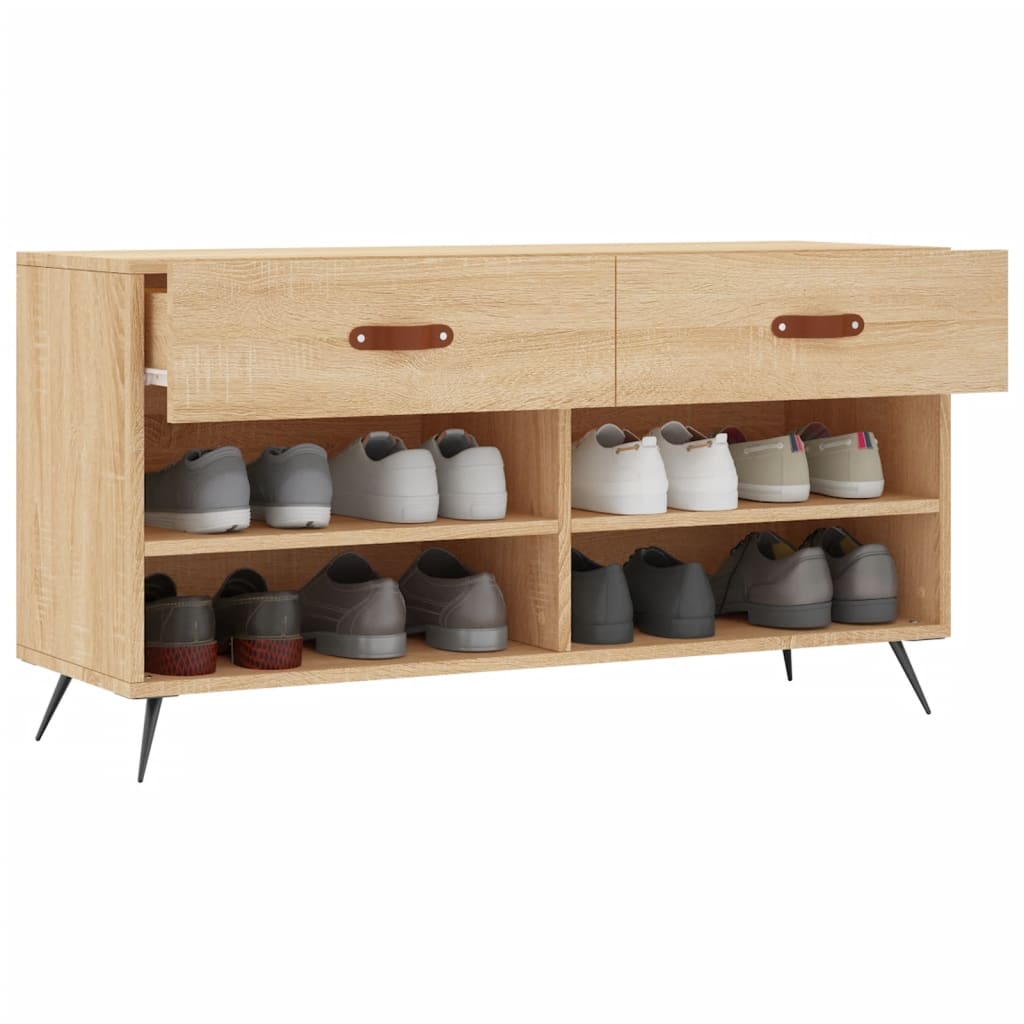 vidaXL Shoe Bench Sonoma Oak 102x35x55 cm Engineered Wood 4