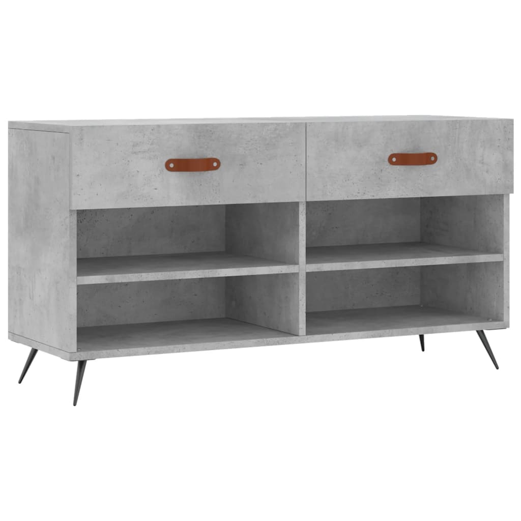 vidaXL Shoe Bench Concrete Grey 102x35x55 cm Engineered Wood 2
