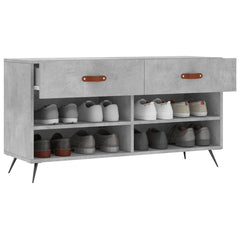 vidaXL Shoe Bench Concrete Grey 102x35x55 cm Engineered Wood 4