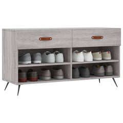 vidaXL Shoe Bench Grey Sonoma 102x35x55 cm Engineered Wood 3