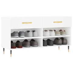 vidaXL Shoe Bench White 102x35x55 cm Engineered Wood 3
