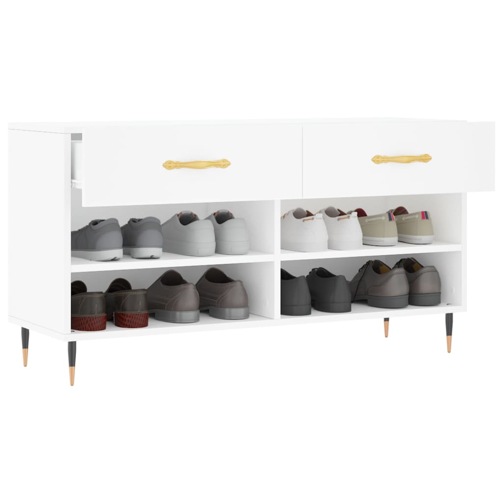vidaXL Shoe Bench White 102x35x55 cm Engineered Wood 4