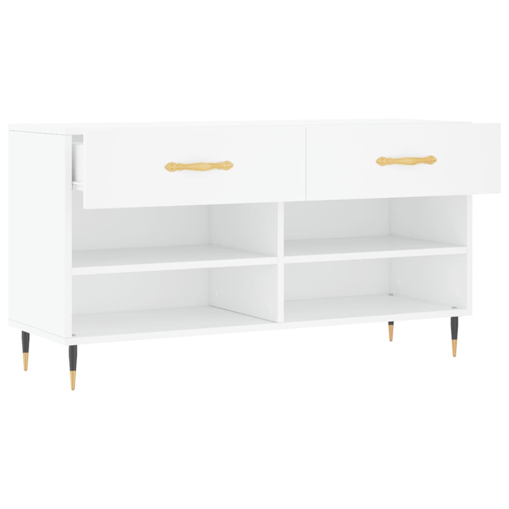 vidaXL Shoe Bench White 102x35x55 cm Engineered Wood 5