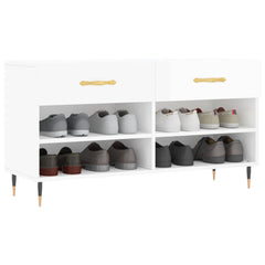 vidaXL Shoe Bench High Gloss White 102x35x55 cm Engineered Wood 3
