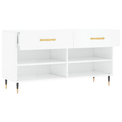 vidaXL Shoe Bench High Gloss White 102x35x55 cm Engineered Wood 5