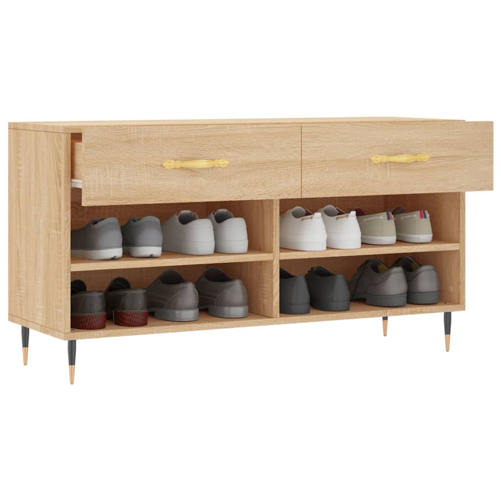 vidaXL Shoe Bench Sonoma Oak 102x35x55 cm Engineered Wood 4