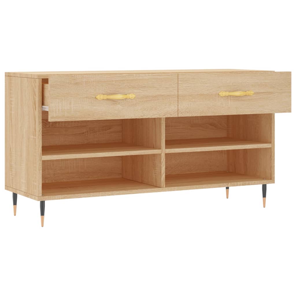 vidaXL Shoe Bench Sonoma Oak 102x35x55 cm Engineered Wood 5