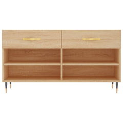 vidaXL Shoe Bench Sonoma Oak 102x35x55 cm Engineered Wood 6