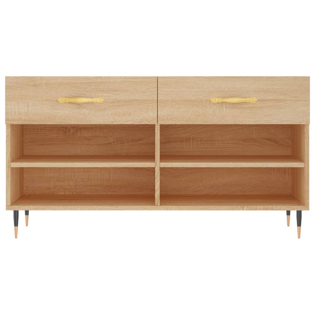 vidaXL Shoe Bench Sonoma Oak 102x35x55 cm Engineered Wood 6