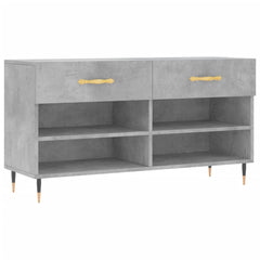 vidaXL Shoe Bench Concrete Grey 102x35x55 cm Engineered Wood 2