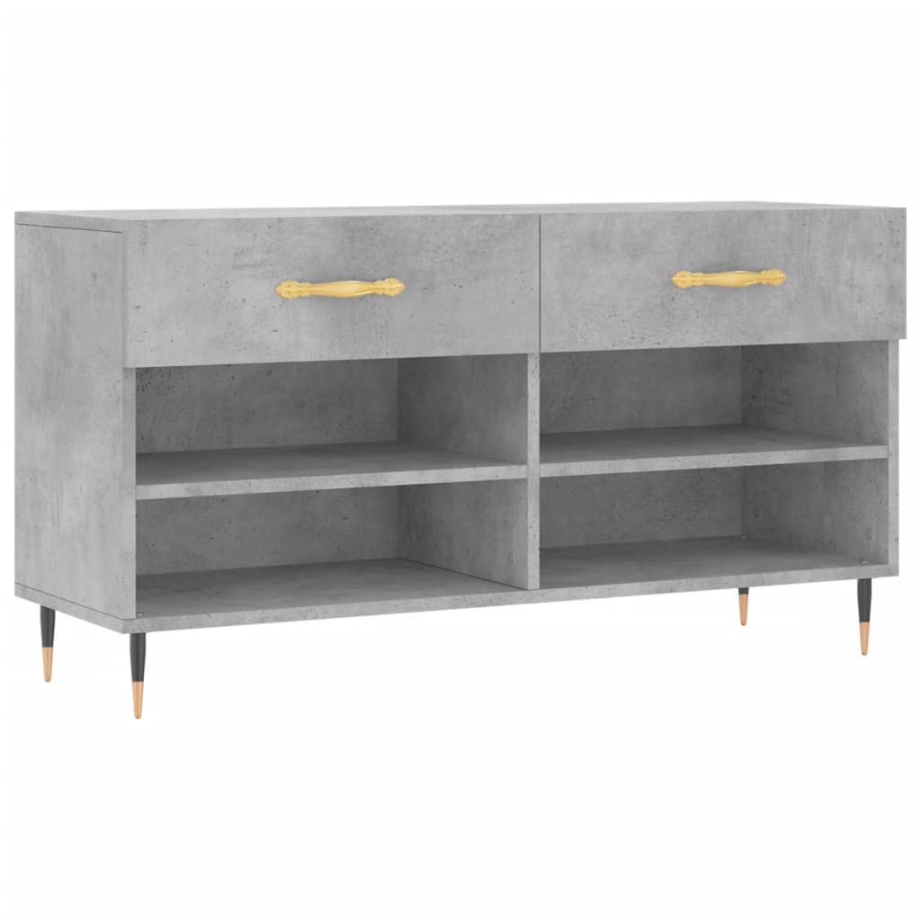 vidaXL Shoe Bench Concrete Grey 102x35x55 cm Engineered Wood 2