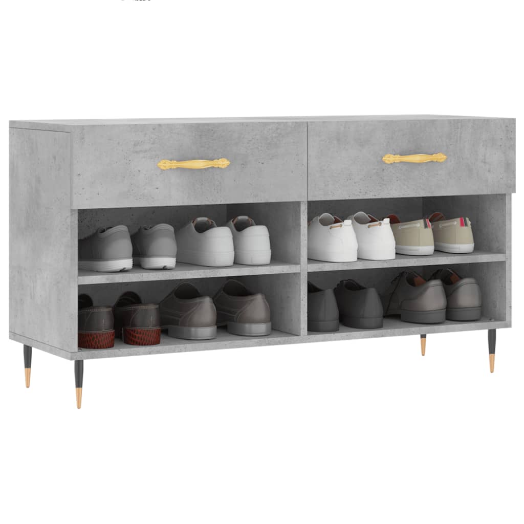 vidaXL Shoe Bench Concrete Grey 102x35x55 cm Engineered Wood 4