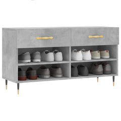 vidaXL Shoe Bench Concrete Grey 102x35x55 cm Engineered Wood 4