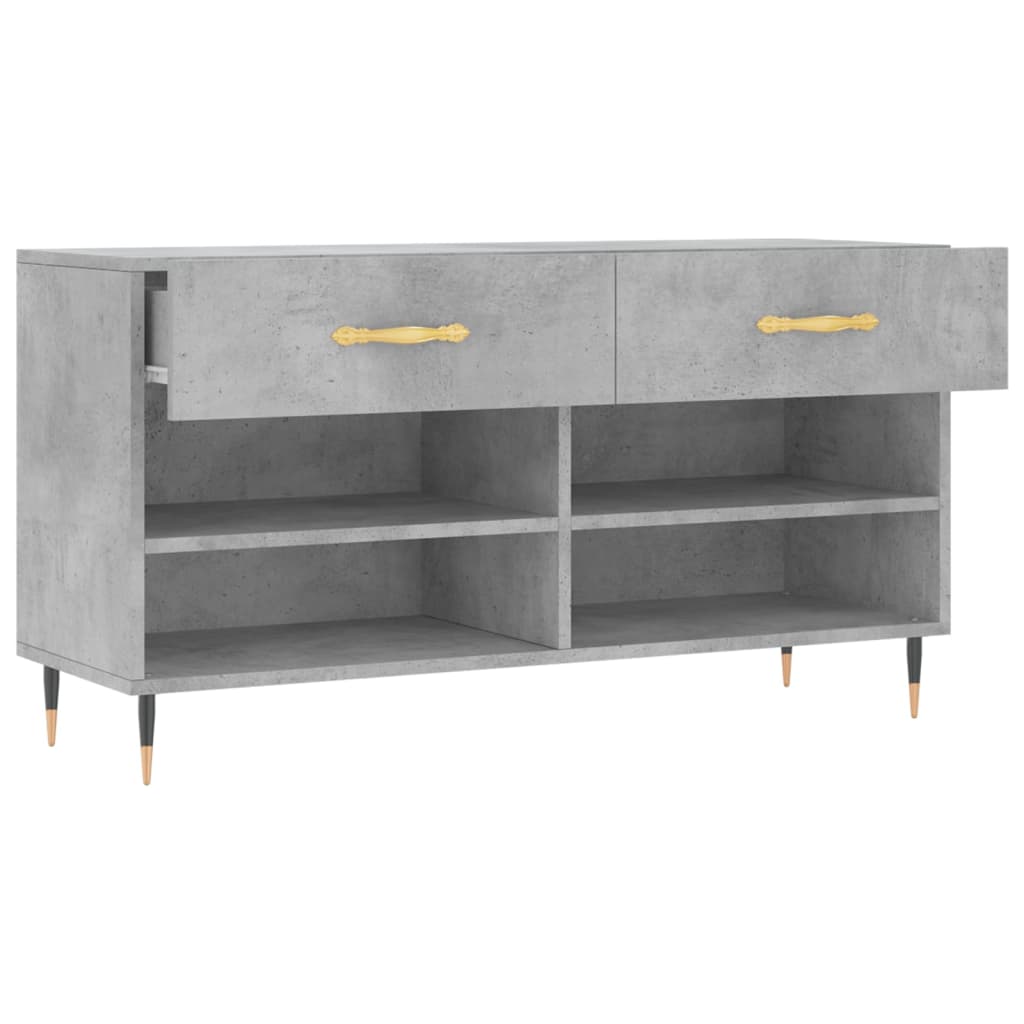 vidaXL Shoe Bench Concrete Grey 102x35x55 cm Engineered Wood 5