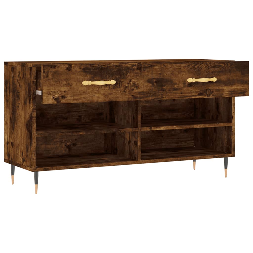 vidaXL Shoe Bench Smoked Oak 102x35x55 cm Engineered Wood 5