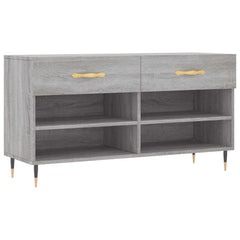 vidaXL Shoe Bench Grey Sonoma 102x35x55 cm Engineered Wood 2