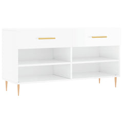 vidaXL Shoe Bench High Gloss White 102x35x55 cm Engineered Wood 2