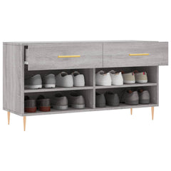 vidaXL Shoe Bench Grey Sonoma 102x35x55 cm Engineered Wood 4