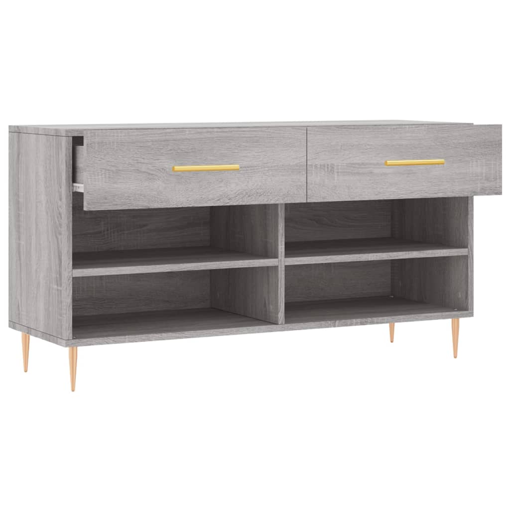 vidaXL Shoe Bench Grey Sonoma 102x35x55 cm Engineered Wood 5