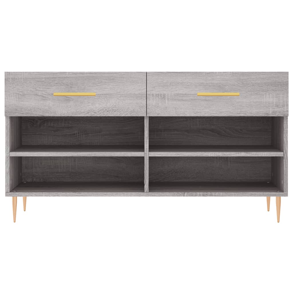 vidaXL Shoe Bench Grey Sonoma 102x35x55 cm Engineered Wood 6