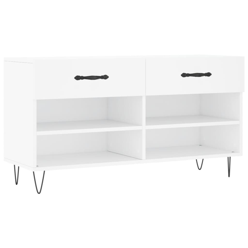 vidaXL Shoe Bench White 102x35x55 cm Engineered Wood 2