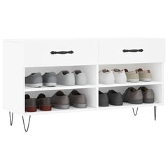 vidaXL Shoe Bench White 102x35x55 cm Engineered Wood 3