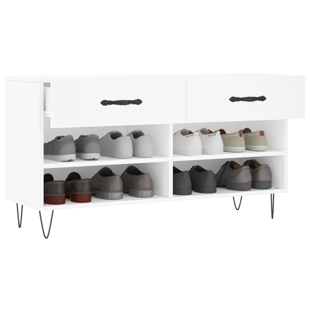 vidaXL Shoe Bench White 102x35x55 cm Engineered Wood 4