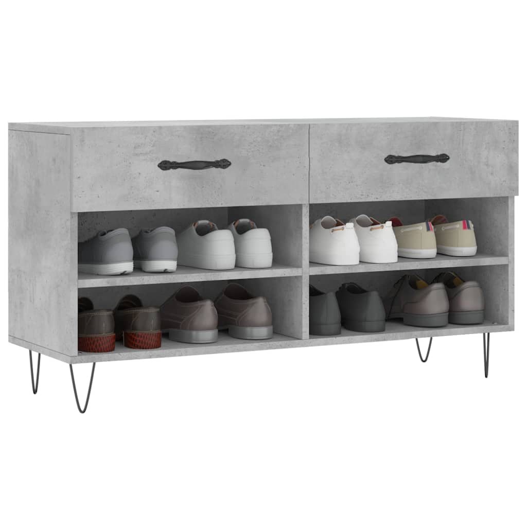 vidaXL Shoe Bench Concrete Grey 102x35x55 cm Engineered Wood 3