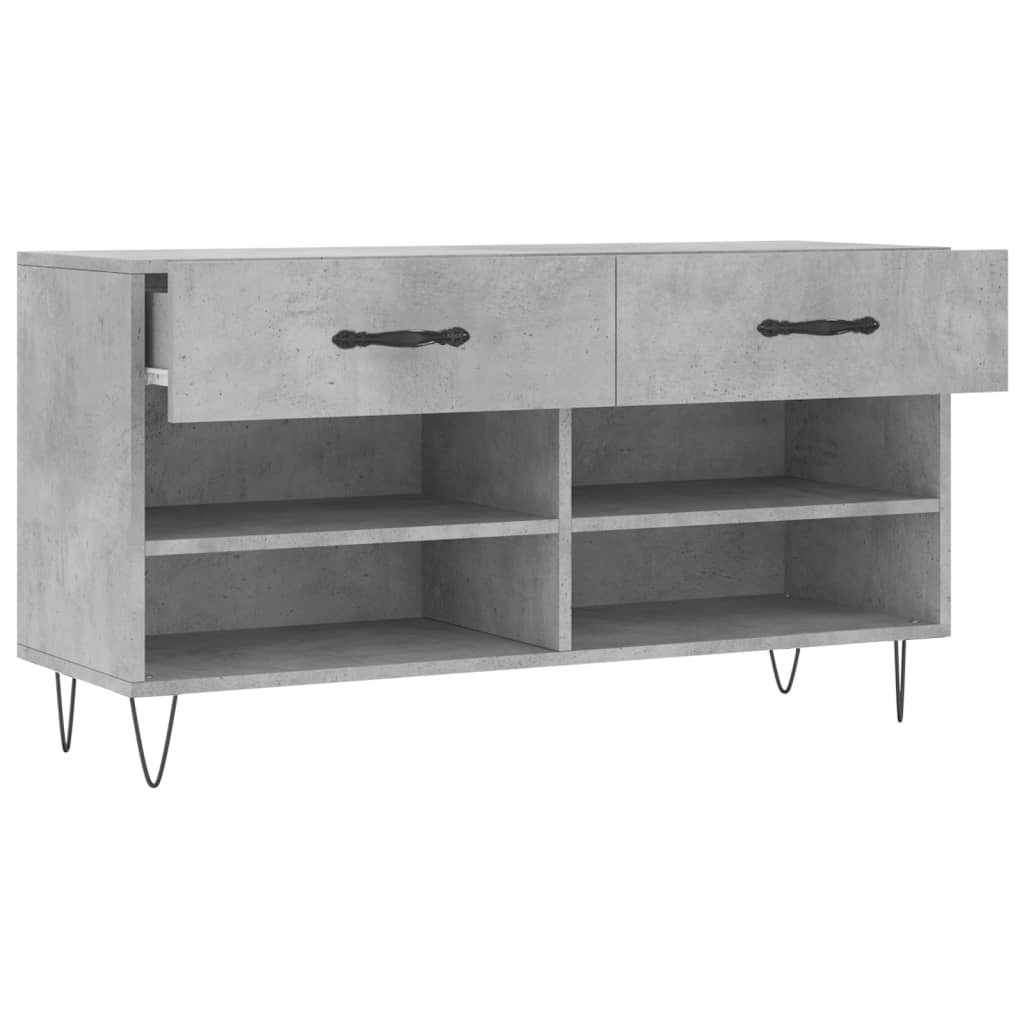vidaXL Shoe Bench Concrete Grey 102x35x55 cm Engineered Wood 5