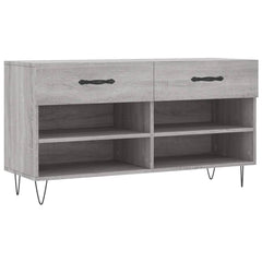 vidaXL Shoe Bench Grey Sonoma 102x35x55 cm Engineered Wood 2