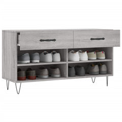 vidaXL Shoe Bench Grey Sonoma 102x35x55 cm Engineered Wood 4