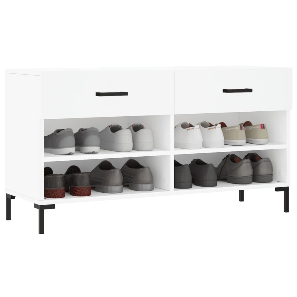 vidaXL Shoe Bench White 102x35x55 cm Engineered Wood 3