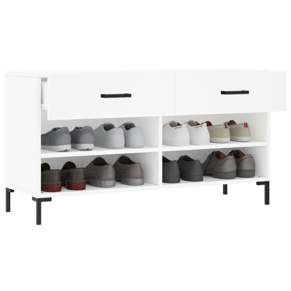 vidaXL Shoe Bench White 102x35x55 cm Engineered Wood 4