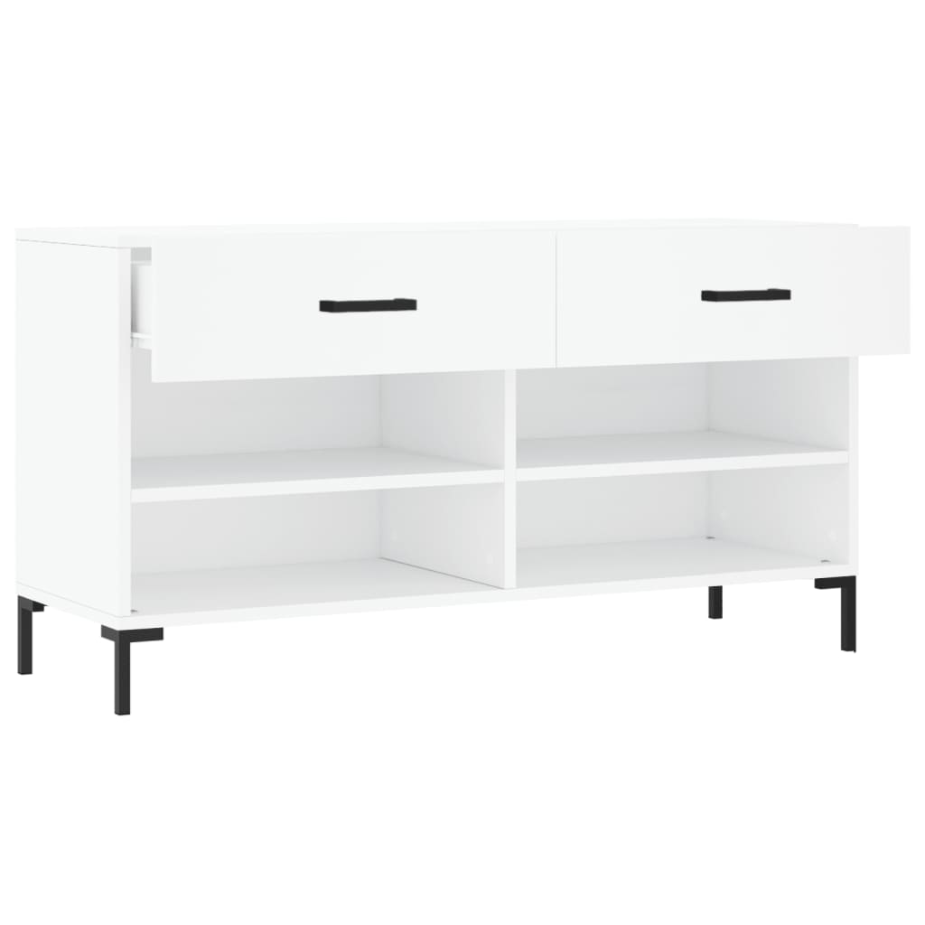 vidaXL Shoe Bench White 102x35x55 cm Engineered Wood 5