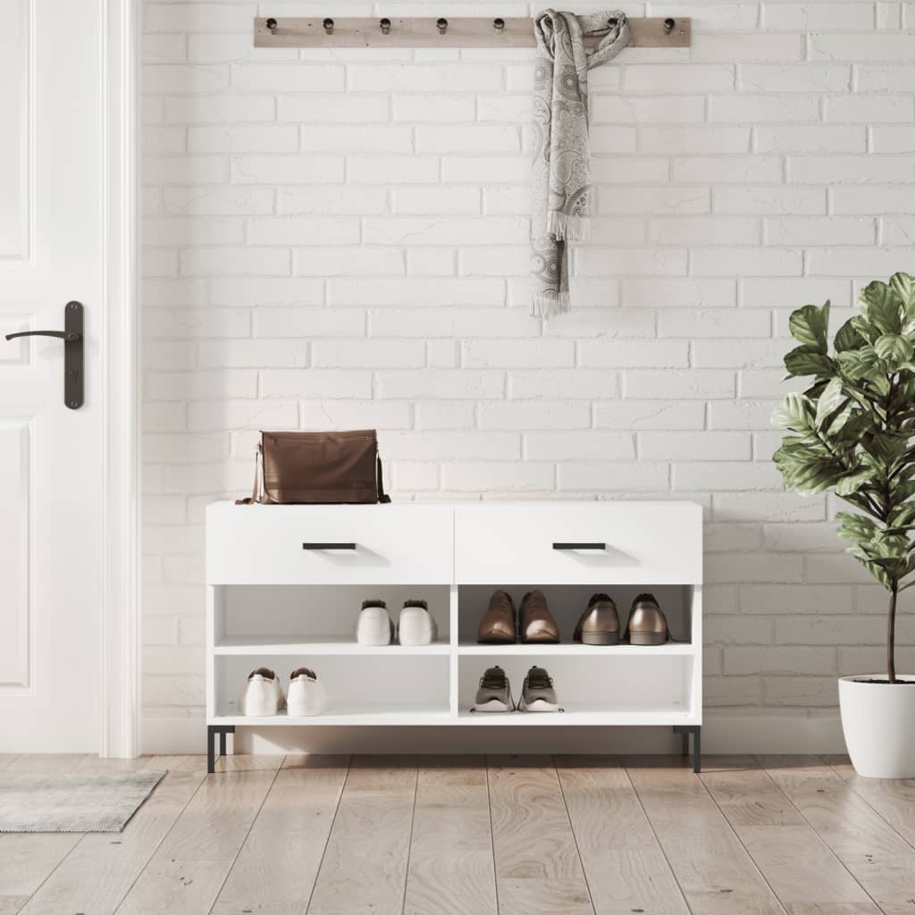 vidaXL Shoe Bench White 102x35x55 cm Engineered Wood 1