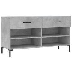 vidaXL Shoe Bench Concrete Grey 102x35x55 cm Engineered Wood 2
