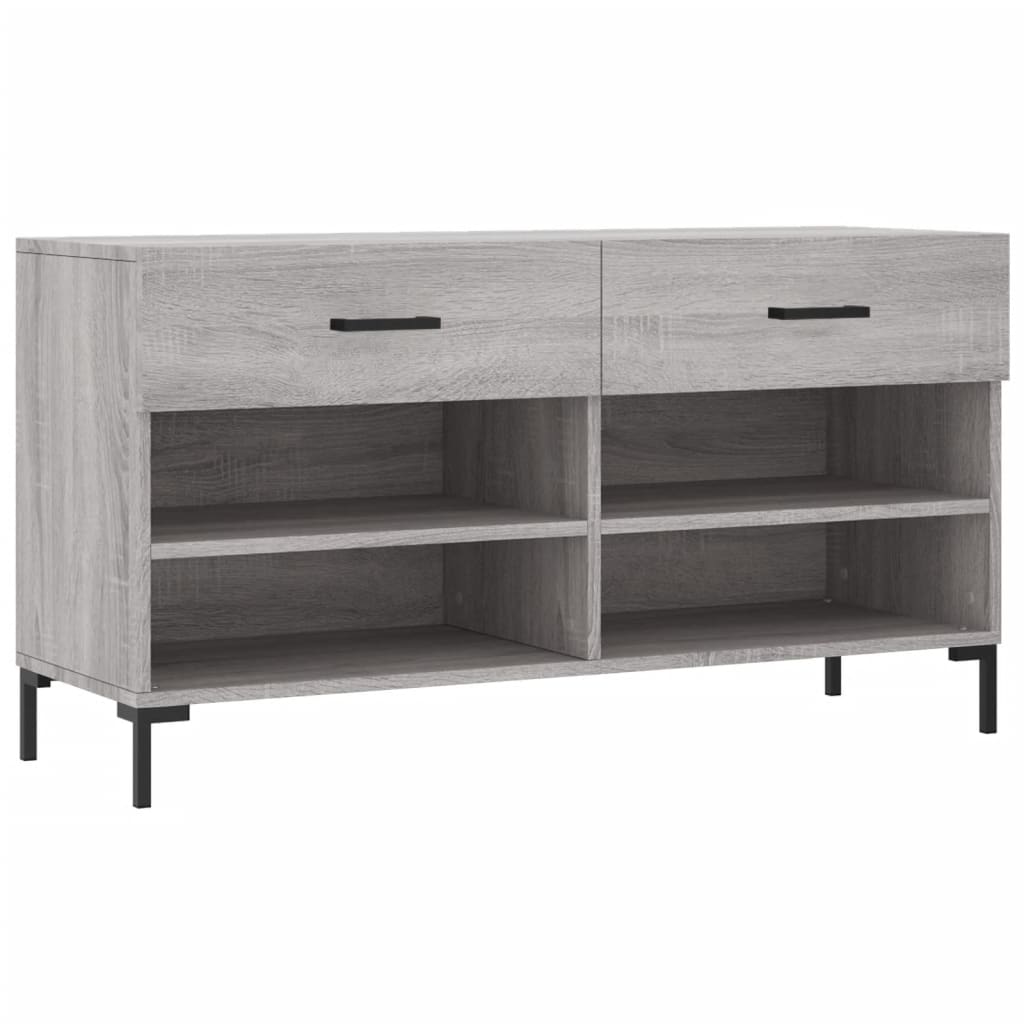vidaXL Shoe Bench Grey Sonoma 102x35x55 cm Engineered Wood 2