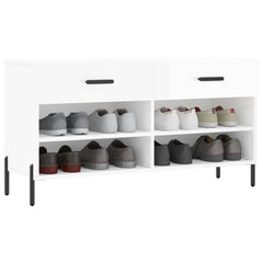 vidaXL Shoe Bench High Gloss White 102x35x55 cm Engineered Wood 3